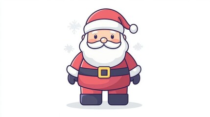 Children's drawing of Santa Claus in red coat and hat on pure white background New Year with holiday