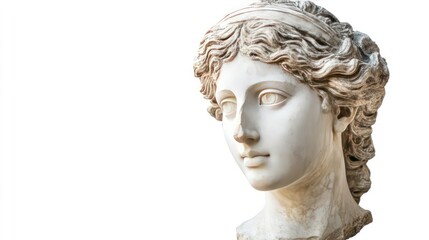 Gypsum copy of ancient statue Venus head isolated on white background