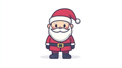 Children's drawing of Santa Claus in red coat and hat on pure white background New Year with holiday