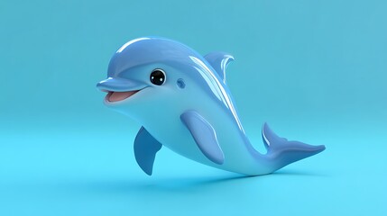 Sweet 3D cartoon dolphin smiling with glowing joy image