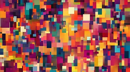 Fototapeta premium Vibrant colorful pattern showcases dynamic arrangement of squares and shapes