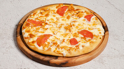 Pizza margarita on tray isolated