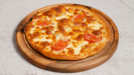 Pizza margarita on tray isolated