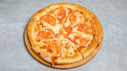 Pizza margarita on tray isolated