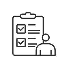 Tasks done, icon in line design. Tasks done, completed tasks, finished work, checkmark task, productivity success on white background vector. Tasks done editable stroke icon