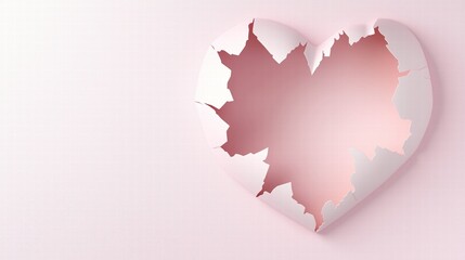 Obraz premium Cracked heart-shaped surface in pastel pink tones on soft background. conceptual romantic design