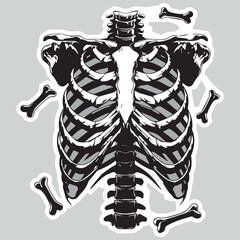 Skull silhouette: Gothic icon, Halloween symbol, death concept, spooky design, Flat vector illustration sticker