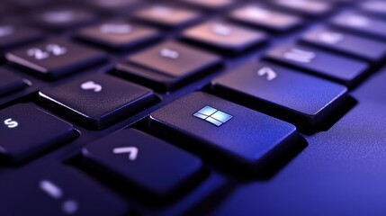 Close-up of a computer keyboard's Windows key.