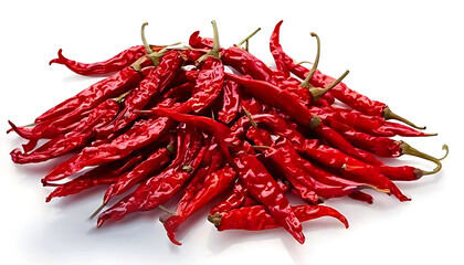 Fototapeta premium dry red hot chili peppers isolated on white background cutout