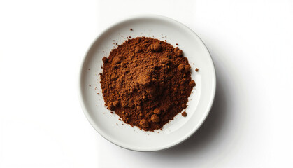 Freshly Ground Coffee in Minimalist Ceramic Dish Overhead Style Bright Natural Tones