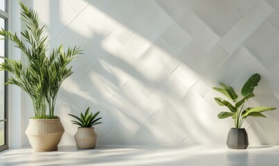 Diamond Shaped, White Wall background with tiles. Semigloss, tile Wallpaper with 3D, Polished blocks. 3D Render