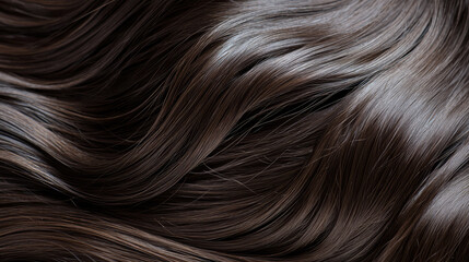 Silky dark brown hair texture close-up showing shiny and smooth locks