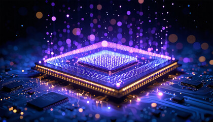 computer chip on blue