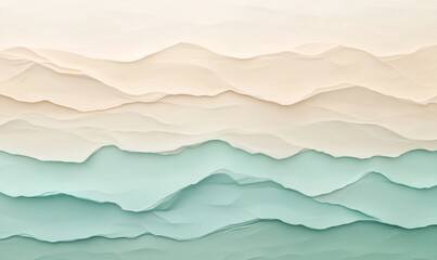 Fototapeta premium Delicate pastel gradient from sandy beige to pale mint, reminiscent of ocean waves meeting the shore at dawn.