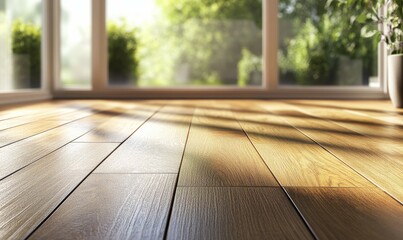 Detailed 3D illustration of a wooden floor with underfloor heating