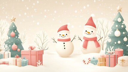 snowman and gifts