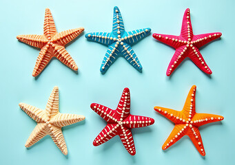 set colored starfish cut bright