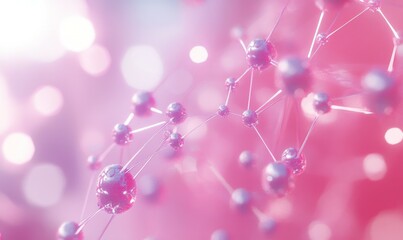 Digital Brain Neural Network. Machine Learning Concept. Pink Tech Background.