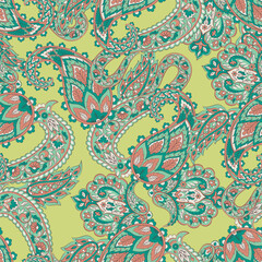 Trendy ethnic-style vector paisley pattern. Seamless Fashionable vector template for any design projects