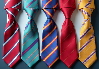 colorful striped ties cut group