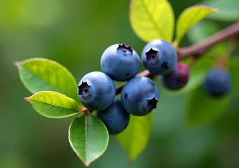 cut branch ripe blueberries immediate snacking baking