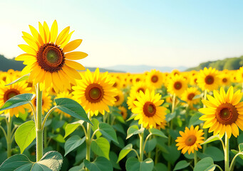 Fototapeta premium cut set beautiful sunflower fields photograph