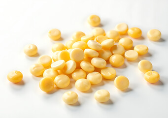 Fototapeta premium delicious corn seeds float gently crisp white