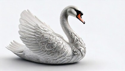 Fototapeta premium PNG A swan in embroidery style fabric white decorative. 