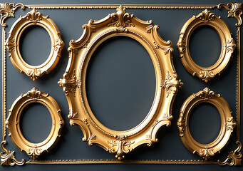 Obraz premium oval gold frames cut set intricate