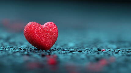 Fototapeta premium Vibrant red heart decoration resting on a textured surface during twilight hours
