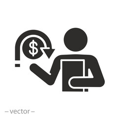 bailiff or debt inspector, financial collector with clipboard icon, loan problems, debt, flat vector illustration