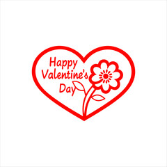 Happy Valentines day text Lettering heart shape with flower