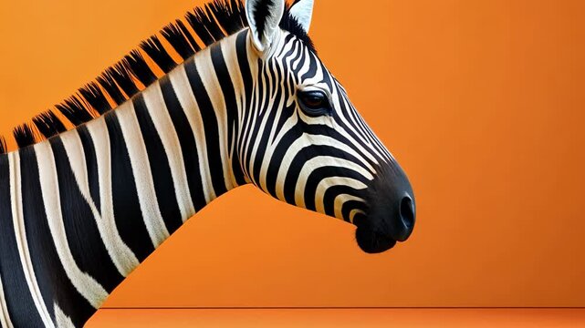 A captivating okapi stands out against a vibrant orange backdrop, perfect for drawing attention with its striking colors.