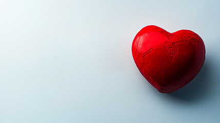Fototapeta premium Red heart sculpture placed on a light background for decorative purposes in a creative space