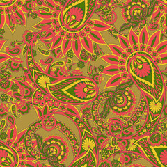 Vintage floral background. Damask paisley seamless vector pattern