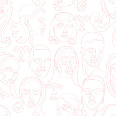 beautiful woman hand drawn face. Fashion female face line art vector illustration