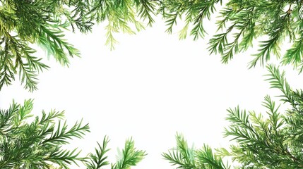 Green foliage frame on white background.