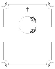 Funeral card. Empty card for funeral with white background and photo frame 