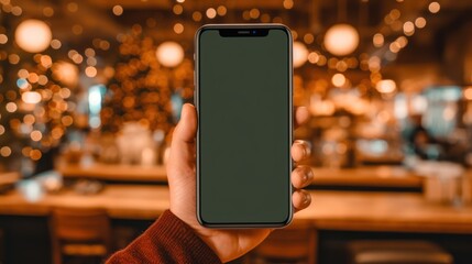 Smartphone Mockup in Cozy Cafe