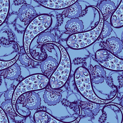 Vector seamless paisley pattern. Vintage flowers background. Decorative ornament backdrop for fabric, textile, wrapping paper, card, invitation, wallpaper, web design