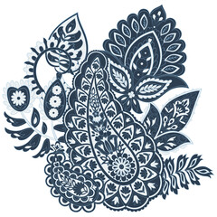 Damask paisley isolated vector floral ornament