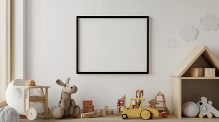 Playroom Interior Design with Toys and Empty Frame