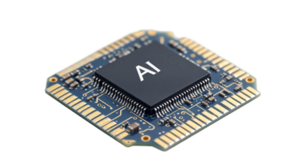Close-up of an AI Chip on Circuit Board