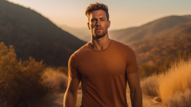 Man Standing in a Mountainous Landscape