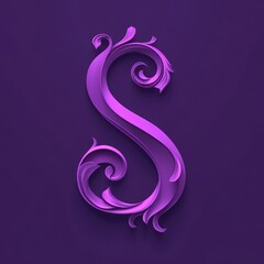 Elegant purple letter S with ornate swirls and flourishes on a dark background.