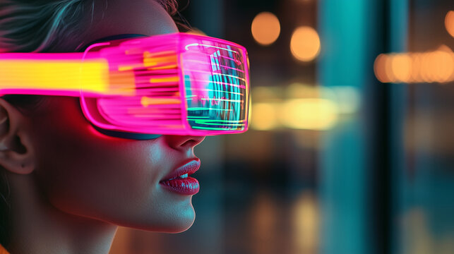 Young professionals engage in creative brainstorming with futuristic virtual reality gear - Powered by Adobe