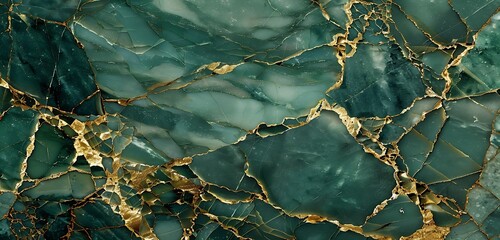 Jade marble, gold crack, empty background