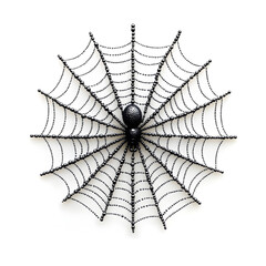 Fototapeta premium Black Spider on Spiderweb Halloween Decoration