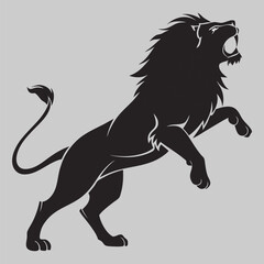 Lion jump silhouette vector design art and illustration