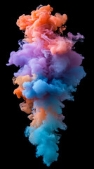 Fototapeta premium Multicolored Smoke Pink, Purple, Blue, Orange Blended on Solid Black Background - Fumaça multicolorida rosa, roxa, azul e laranja